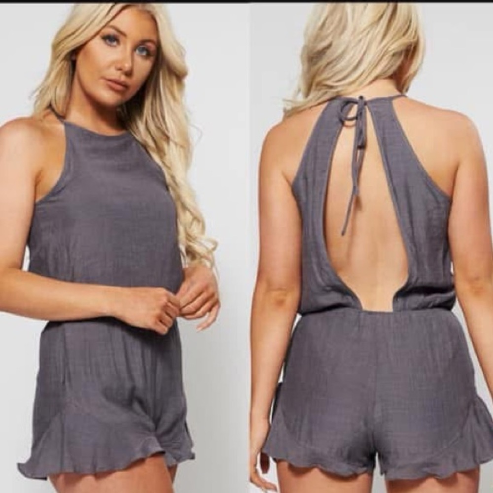 NanaMacs wishlist apparel tie together romper (charcoal) SMALL